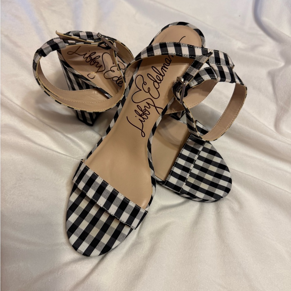 libby. edelman Black and White Gingham Heels